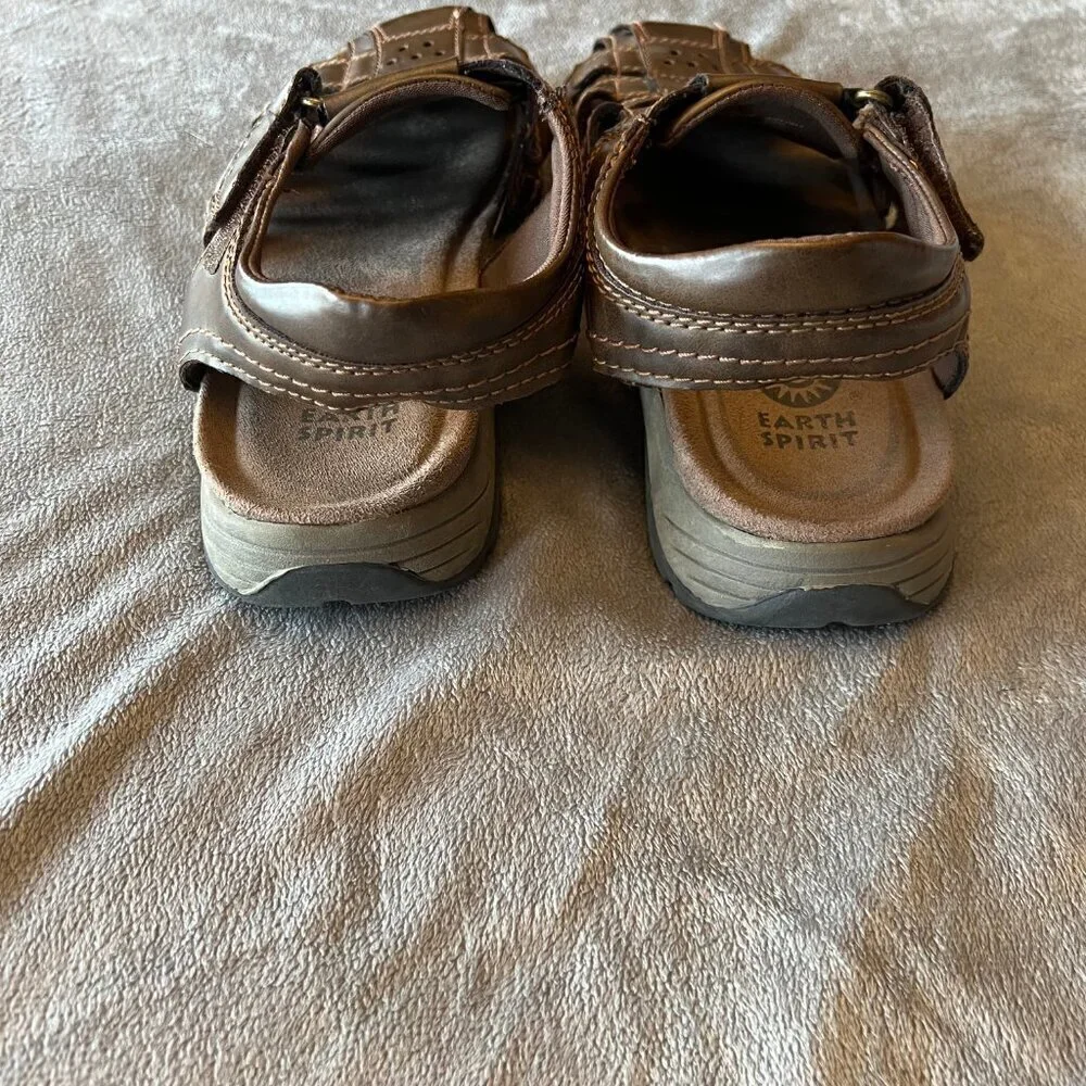 Men's Earth Spirit Brown Fisherman Strap Casual Sandals, Size 9
